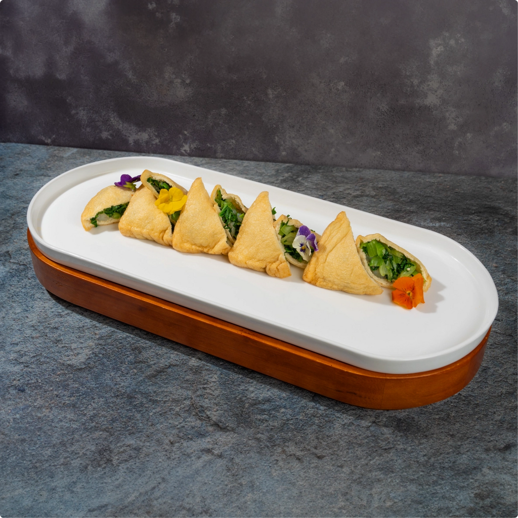 Zuming Japanese Style Tofu golden crispy tofu pockets filled with fresh vegetables